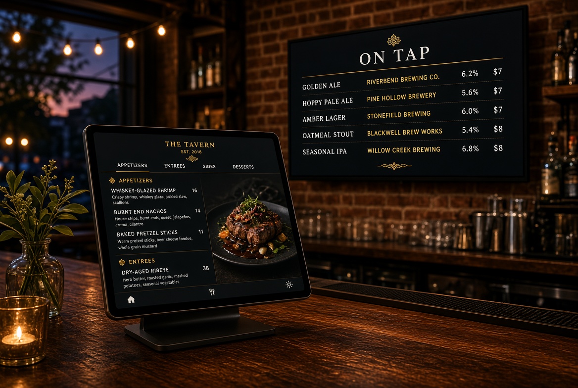 Tablet menu in the dining room