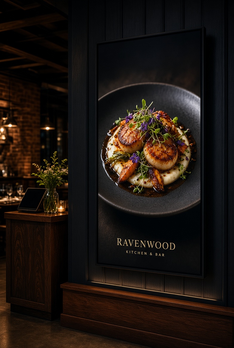 Printed menu and digital surfaces
